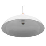 GloboStar® VALLETE 01256 Μοντέρνο Κρεμαστό Φωτιστικό Καμπάνα Μονόφωτο 1 x E27 IP20 Λευκό Μέταλλο με Μπεζ Ξύλο - Μ45 x Π45 x Υ27cm - Image 5