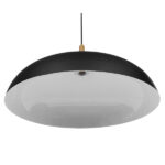 GloboStar® VALLETE 01259 Μοντέρνο Κρεμαστό Φωτιστικό Καμπάνα Μονόφωτο 1 x E27 IP20 Μαύρο Μέταλλο με Μπεζ Ξύλο - Μ60 x Π60 x Υ35cm - Image 5