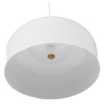 GloboStar® VILI 01260 Μοντέρνο Κρεμαστό Φωτιστικό Καμπάνα Μονόφωτο 1 x E27 IP20 Λευκό Μέταλλο με Μπεζ Ξύλο - Μ35 x Π35 x Υ27cm - Image 4