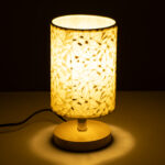 GloboStar® MOSAIC 01262 Κλασικό Επιτραπέζιο Φωτιστικό Πορτατίφ Μονόφωτο 1 x E27 Ξύλινο με Μπεζ Καπέλο Φ14 x Υ26cm - Image 2