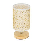 GloboStar® MOSAIC 01262 Κλασικό Επιτραπέζιο Φωτιστικό Πορτατίφ Μονόφωτο 1 x E27 Ξύλινο με Μπεζ Καπέλο Φ14 x Υ26cm - Image 5