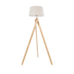 GloboStar® TRIPOD 01263 Μοντέρνο Επιδαπέδιο Φωτιστικό Μονόφωτο 1 x E27 IP20 Μπεζ Ξύλο με Μπεζ Ύφασμα - Μ40 x Π40 x Υ143cm