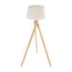 GloboStar® TRIPOD 01263 Μοντέρνο Επιδαπέδιο Φωτιστικό Μονόφωτο 1 x E27 IP20 Μπεζ Ξύλο με Μπεζ Ύφασμα - Μ40 x Π40 x Υ143cm - Image 4