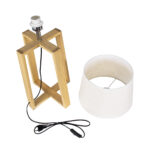 GloboStar® SQUID 01265 Μοντέρνο Επιτραπέζιο Φωτιστικό Πορτατίφ Μονόφωτο 1 x E27 Ξύλινο με Μπεζ Καπέλο Φ30 x Υ63cm - Image 12