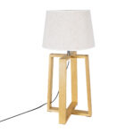 GloboStar® SQUID 01265 Μοντέρνο Επιτραπέζιο Φωτιστικό Πορτατίφ Μονόφωτο 1 x E27 Ξύλινο με Μπεζ Καπέλο Φ30 x Υ63cm - Image 4