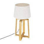 GloboStar® SQUID 01265 Μοντέρνο Επιτραπέζιο Φωτιστικό Πορτατίφ Μονόφωτο 1 x E27 Ξύλινο με Μπεζ Καπέλο Φ30 x Υ63cm - Image 6