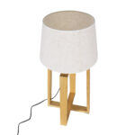 GloboStar® SQUID 01265 Μοντέρνο Επιτραπέζιο Φωτιστικό Πορτατίφ Μονόφωτο 1 x E27 Ξύλινο με Μπεζ Καπέλο Φ30 x Υ63cm - Image 7