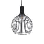 GloboStar® SCANDI 01266 Μοντέρνο Κρεμαστό Φωτιστικό Πλέγμα Μονόφωτο 1 x E27 IP20 Μαύρο Μέταλλο - Μ38 x Π38 x Υ50cm