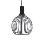 GloboStar® SCANDI 01266 Μοντέρνο Κρεμαστό Φωτιστικό Πλέγμα Μονόφωτο 1 x E27 IP20 Μαύρο Μέταλλο - Μ38 x Π38 x Υ50cm - Image 4