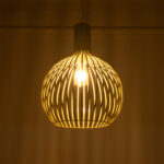 GloboStar® SCANDI 01267 Vintage Κρεμαστό Φωτιστικό Πλέγμα Μονόφωτο 1 x E27 IP20 Μπεζ Μέταλλο - Μ38 x Π38 x Y50cm - Image 2