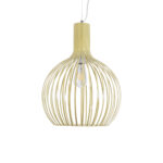GloboStar® SCANDI 01267 Vintage Κρεμαστό Φωτιστικό Πλέγμα Μονόφωτο 1 x E27 IP20 Μπεζ Μέταλλο - Μ38 x Π38 x Y50cm - Image 4