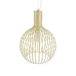 GloboStar® SCANDI 01267 Vintage Κρεμαστό Φωτιστικό Πλέγμα Μονόφωτο 1 x E27 IP20 Μπεζ Μέταλλο - Μ38 x Π38 x Y50cm - Image 6