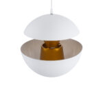 GloboStar® SEVILLE 01268 Μοντέρνο Κρεμαστό Φωτιστικό Ανάρτηση Μονόφωτο 1 x E27 IP20 Λευκό & Χρυσό Μέταλλο - Μ35 x Π35 x Υ35cm - Image 6