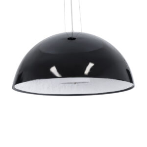 GloboStar® SERENIA 01270 Μοντέρνο Κρεμαστό Φωτιστικό Καμπάνα Μονόφωτο 1 x E27 IP20 Μαύρο Μέταλλο με Λευκό Γύψο - Μ60 x Π60 x Υ30cm