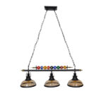 GloboStar® BILLIARD SERIES 01280 Vintage Κρεμαστό Φωτιστικό Φιγούρα Τρίφωτο 3 x E27 IP20 Mαύρο Μέταλλο με Μελί Γυαλί - Μ96 x Π25 x Υ30cm