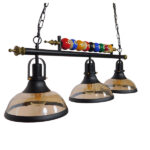 GloboStar® BILLIARD SERIES 01280 Vintage Κρεμαστό Φωτιστικό Φιγούρα Τρίφωτο 3 x E27 IP20 Mαύρο Μέταλλο με Μελί Γυαλί - Μ96 x Π25 x Υ30cm - Image 3