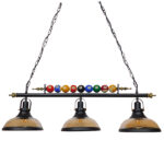 GloboStar® BILLIARD SERIES 01280 Vintage Κρεμαστό Φωτιστικό Φιγούρα Τρίφωτο 3 x E27 IP20 Mαύρο Μέταλλο με Μελί Γυαλί - Μ96 x Π25 x Υ30cm - Image 2