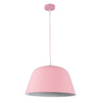 GloboStar® UPVALE 01284 Μοντέρνο Κρεμαστό Φωτιστικό Καμπάνα Μονόφωτο 1 x E27 IP20 Ροζ & Λευκό Μέταλλο - Μ40 x Π40 x Υ24cm - Image 3