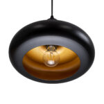 GloboStar® ROCKFORD 01287-C Μοντέρνο Κρεμαστό Φωτιστικό Καμπάνα Μονόφωτο 1 x E27 IP20 Μαύρο & Χρυσό Μέταλλο - Μ30 x Π30 x Y23cm - Image 5