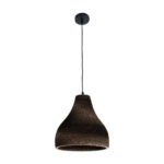 GloboStar® SANTORINI 01292 Boho Κρεμαστό Φωτιστικό Καμπάνα Μονόφωτο 1 x E27 IP20 3D Καφέ Χαρτί - Μ30 x Π30 x Y30cm - Image 3