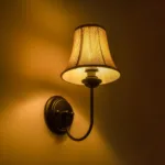 GloboStar® SHELLY 01299 Vintage Επιτοίχιο Φωτιστικό Απλίκα Μονόφωτο 1 x E27 IP20 Μαύρο Μέταλλο με Μπεζ Ύφασμα - Μ13 x Π18 x Υ34cm - Image 2