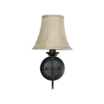 GloboStar® SHELLY 01299 Vintage Επιτοίχιο Φωτιστικό Απλίκα Μονόφωτο 1 x E27 IP20 Μαύρο Μέταλλο με Μπεζ Ύφασμα - Μ13 x Π18 x Υ34cm - Image 4