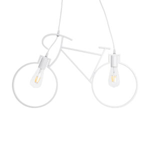 GloboStar® BIKE 01300 Vintage Κρεμαστό Φωτιστικό Φιγούρα Δίφωτο 2 x E27 IP20 Λευκό Μέταλλο - Μ67 x Π3.5 x Υ41cm