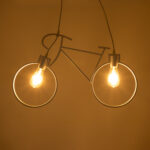 GloboStar® BIKE 01300 Vintage Κρεμαστό Φωτιστικό Φιγούρα Δίφωτο 2 x E27 IP20 Λευκό Μέταλλο - Μ67 x Π3.5 x Υ41cm - Image 2