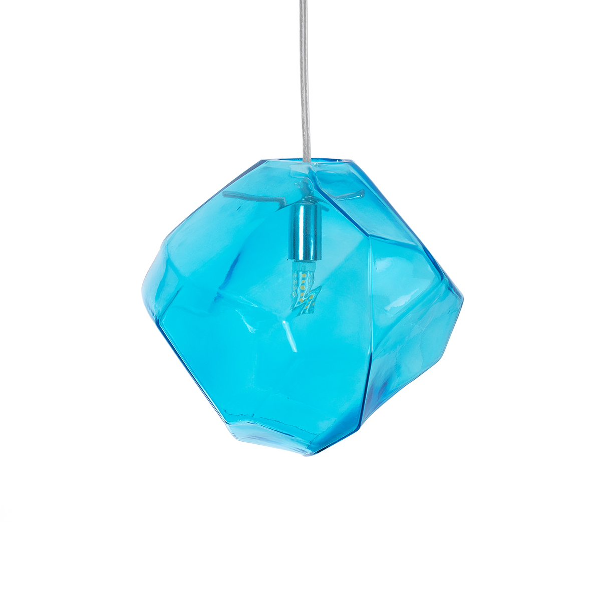 GloboStar® RINA 01306 Μοντέρνο Κρεμαστό Φωτιστικό Μπάλα Μονόφωτο 1 x G9 IP20 Γαλάζιο Γυαλί - Μ20 x Π20 x Υ20cm - Image 4