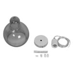 GloboStar® BOSSANOVA 01313 Μοντέρνο Κρεμαστό Φωτιστικό Ανάρτηση Μονόφωτο 1 x E27 IP20 Γκρι Γυαλί - Μ18 x Π18 x Υ23cm - Image 9