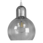 GloboStar® BOSSANOVA 01313 Μοντέρνο Κρεμαστό Φωτιστικό Ανάρτηση Μονόφωτο 1 x E27 IP20 Γκρι Γυαλί - Μ18 x Π18 x Υ23cm - Image 2