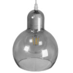 GloboStar® BOSSANOVA 01313 Μοντέρνο Κρεμαστό Φωτιστικό Ανάρτηση Μονόφωτο 1 x E27 IP20 Γκρι Γυαλί - Μ18 x Π18 x Υ23cm - Image 3
