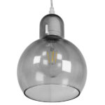 GloboStar® BOSSANOVA 01313 Μοντέρνο Κρεμαστό Φωτιστικό Ανάρτηση Μονόφωτο 1 x E27 IP20 Γκρι Γυαλί - Μ18 x Π18 x Υ23cm - Image 5