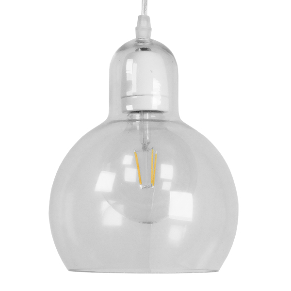 GloboStar® LUCREZIA 01314 Μοντέρνο Κρεμαστό Φωτιστικό Ανάρτηση Μονόφωτο 1 x E27 IP20 Διάφανο Γυαλί - Μ18 x Π18 x Υ23cm - Image 2