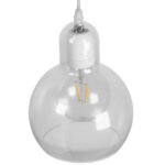 GloboStar® LUCREZIA 01314 Μοντέρνο Κρεμαστό Φωτιστικό Ανάρτηση Μονόφωτο 1 x E27 IP20 Διάφανο Γυαλί - Μ18 x Π18 x Υ23cm - Image 3