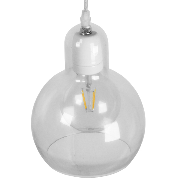 GloboStar® LUCREZIA 01314 Μοντέρνο Κρεμαστό Φωτιστικό Ανάρτηση Μονόφωτο 1 x E27 IP20 Διάφανο Γυαλί - Μ18 x Π18 x Υ23cm - Image 3