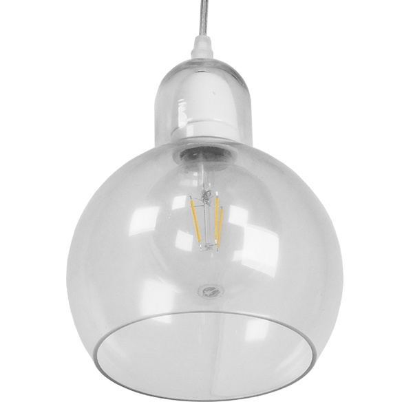 GloboStar® LUCREZIA 01314 Μοντέρνο Κρεμαστό Φωτιστικό Ανάρτηση Μονόφωτο 1 x E27 IP20 Διάφανο Γυαλί - Μ18 x Π18 x Υ23cm - Image 4