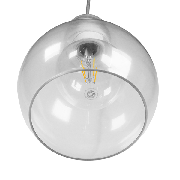 GloboStar® LUCREZIA 01314 Μοντέρνο Κρεμαστό Φωτιστικό Ανάρτηση Μονόφωτο 1 x E27 IP20 Διάφανο Γυαλί - Μ18 x Π18 x Υ23cm - Image 5