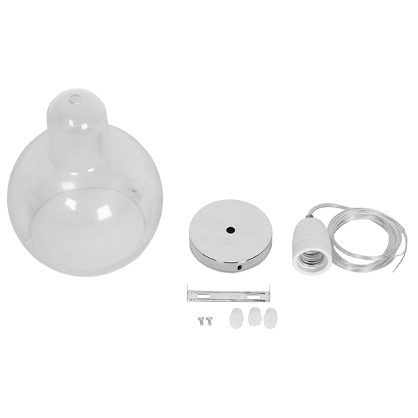 GloboStar® LUCREZIA 01314 Μοντέρνο Κρεμαστό Φωτιστικό Ανάρτηση Μονόφωτο 1 x E27 IP20 Διάφανο Γυαλί - Μ18 x Π18 x Υ23cm - Image 8