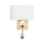 GloboStar® SUTTON 01316 Μοντέρνο Επιτοίχιο Φωτιστικό Απλίκα με LED Βραχίονα Δίφωτο 1 x E27 IP20 Μπεζ Ξύλο, Λευκό Γυαλί με Ασημί Μέταλλο - Μ15 x Π20 x Υ22.5cm - Image 4