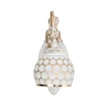 GloboStar® MERMAID 01317 Vintage Επιτοίχιο Φωτιστικό Απλίκα Μονόφωτο 1 x E27 IP20 Λευκό Γυαλί με Λευκό & Χρυσό Μέταλλο - Μ12.5 x Π28 x Υ27cm - Image 3