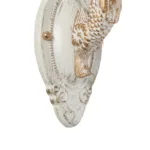 GloboStar® MERMAID 01317 Vintage Επιτοίχιο Φωτιστικό Απλίκα Μονόφωτο 1 x E27 IP20 Λευκό Γυαλί με Λευκό & Χρυσό Μέταλλο - Μ12.5 x Π28 x Υ27cm - Image 5