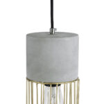 GloboStar® DURANT 01322 Μοντέρνο Κρεμαστό Φωτιστικό Πλέγμα Μονόφωτο 1 x E27 IP20 Γκρι Τσιμέντο με Μπεζ Μέταλλο - Μ12 x Π12 x Υ40cm - Image 7