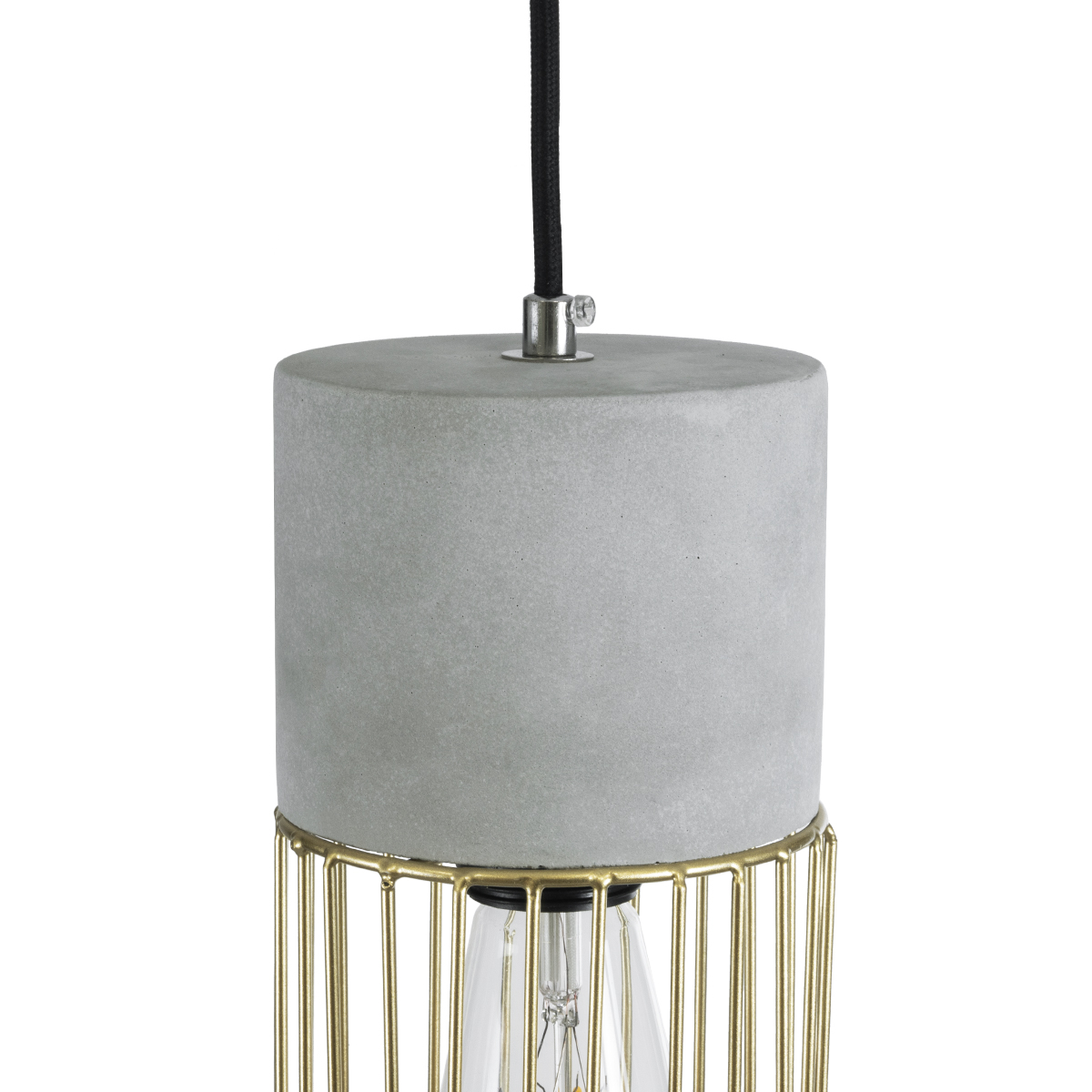 GloboStar® DURANT 01322 Μοντέρνο Κρεμαστό Φωτιστικό Πλέγμα Μονόφωτο 1 x E27 IP20 Γκρι Τσιμέντο με Μπεζ Μέταλλο - Μ12 x Π12 x Υ40cm - Image 7