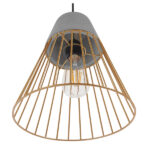 GloboStar® DURANT 01323 Μοντέρνο Κρεμαστό Φωτιστικό Πλέγμα Μονόφωτο 1 x E27 IP20 Γκρι Τσιμέντο με Μπεζ Μέταλλο - Μ25 x Π25 x Υ31cm - Image 6