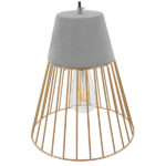 GloboStar® DURANT 01323 Μοντέρνο Κρεμαστό Φωτιστικό Πλέγμα Μονόφωτο 1 x E27 IP20 Γκρι Τσιμέντο με Μπεζ Μέταλλο - Μ25 x Π25 x Υ31cm - Image 3