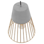 GloboStar® DURANT 01323 Μοντέρνο Κρεμαστό Φωτιστικό Πλέγμα Μονόφωτο 1 x E27 IP20 Γκρι Τσιμέντο με Μπεζ Μέταλλο - Μ25 x Π25 x Υ31cm - Image 4