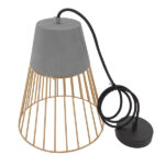 GloboStar® DURANT 01323 Μοντέρνο Κρεμαστό Φωτιστικό Πλέγμα Μονόφωτο 1 x E27 IP20 Γκρι Τσιμέντο με Μπεζ Μέταλλο - Μ25 x Π25 x Υ31cm - Image 10