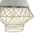 GloboStar® DURANT 01324 Μοντέρνο Κρεμαστό Φωτιστικό Πλέγμα Μονόφωτο 1 x E27 IP20 Γκρι Τσιμέντο με Μπεζ Μέταλλο - Μ35 x Π35 x Υ35cm - Image 6