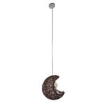GloboStar® CRESCENT 01330 Vintage Κρεμαστό Φωτιστικό Πλέγμα Μονόφωτο 1 x E27 IP20 Καφέ Rattan - Μ30 x Π20 x Υ35cm